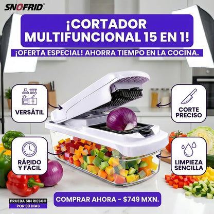 Cortador y Rayador Multifuncional de Cocina 15-1