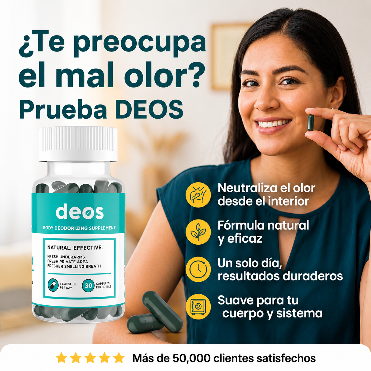 DEOS™: Ataca el mal olor corporal y mal aliento en 7 dias