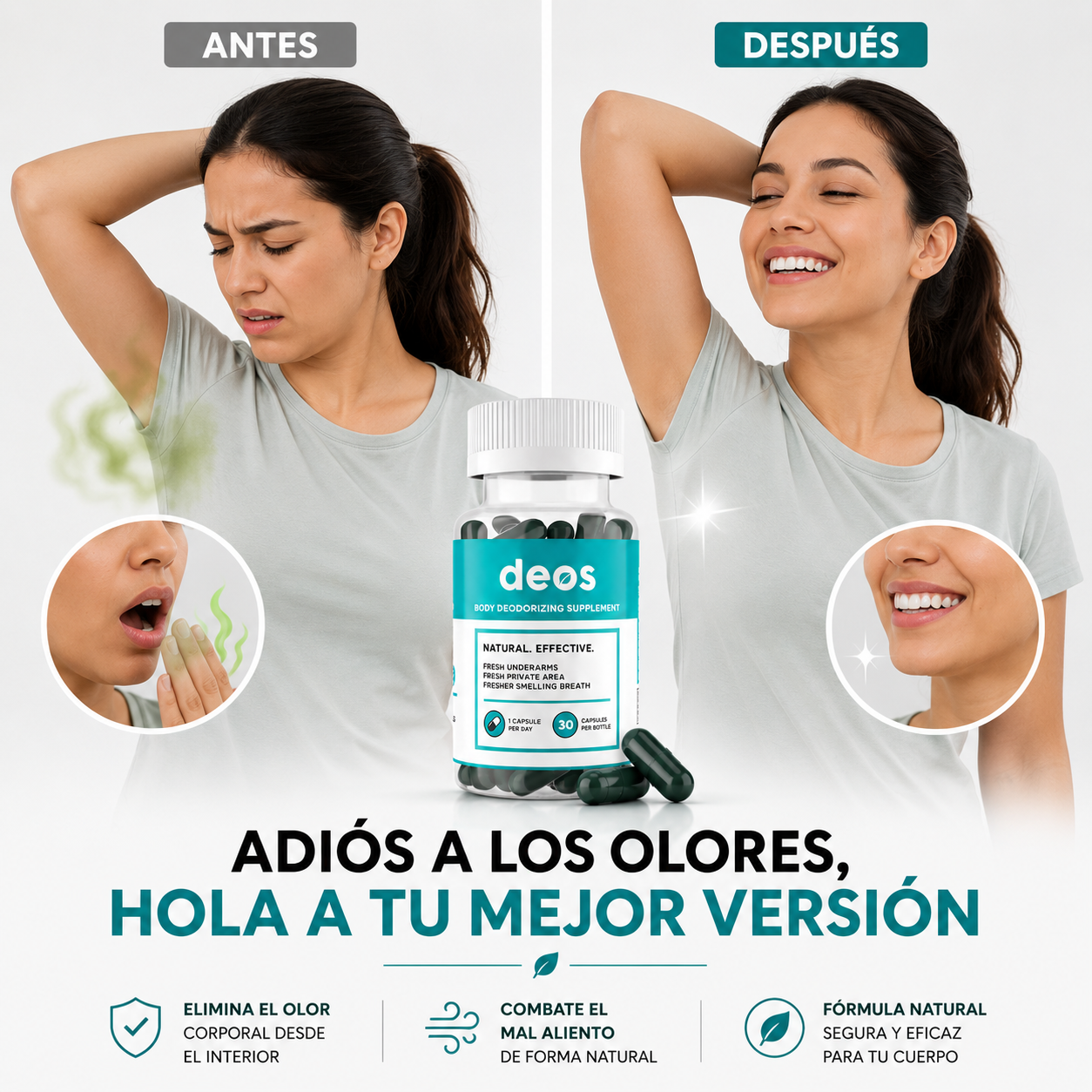 DEOS™: Ataca el mal olor corporal y mal aliento en 7 dias
